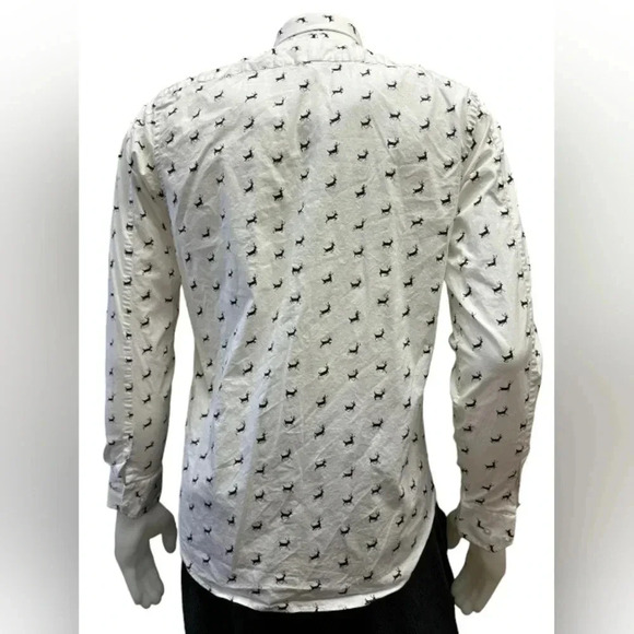 1670 Long Sleeve Button Down Black White Dress Shirt Buck Deer Size 16 - Picture 3 of 7